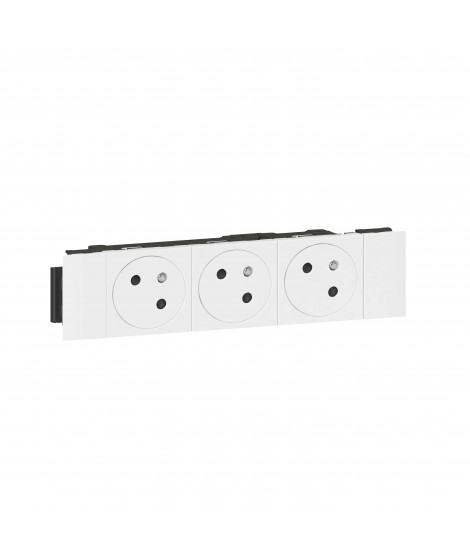 Prise 3x2P+T Surface Mosaic Soluclip goulotte clippage direct 6 modules - blanc