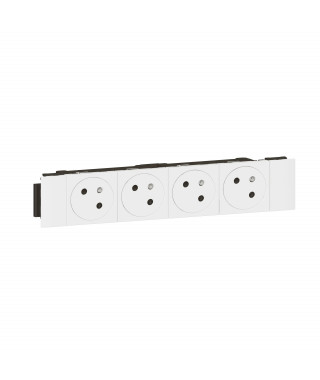 Prise 4x2P+T Surface Mosaic Soluclip goulotte clippage direct 8 modules - blanc