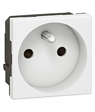 Prise 2P+T spécial repiquage et 4mm² Mosaic bornes à vis 2 modules - blanc