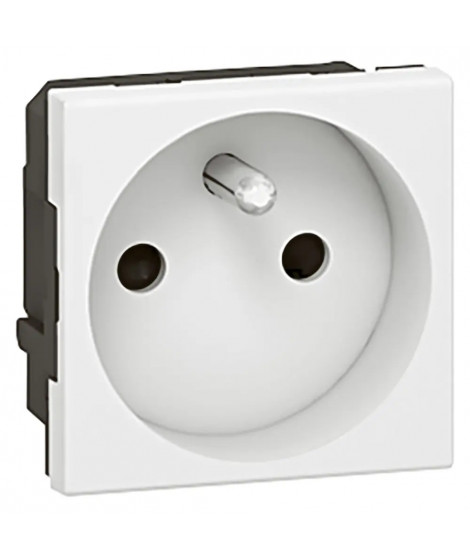 Prise 2P+T spécial repiquage et 4mm² Mosaic bornes à vis 2 modules - blanc