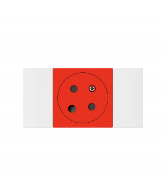 Prise 2P+T Surface détromp Soluclip goulotte Mosaic à clippage direct 2mod rouge