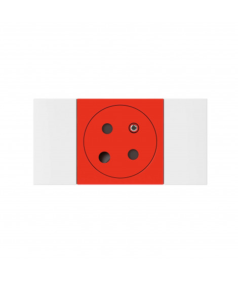 Prise 2P+T Surface détromp Soluclip goulotte Mosaic à clippage direct 2mod rouge