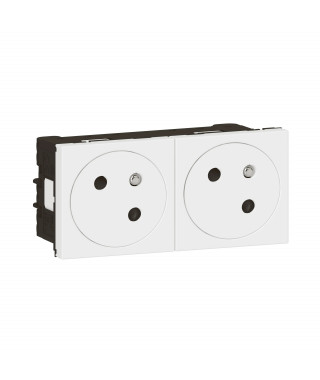 Prise 2x2P+T Surface Mosaic Link à raccordement latéral 4 modules - blanc