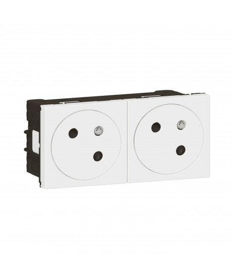 Prise 2x2P+T Surface Mosaic Link à raccordement latéral 4 modules - blanc