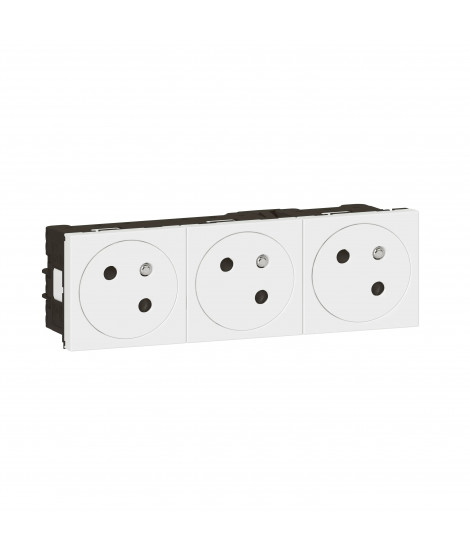 Triple prise de courant 2P+T Surface Mosaic Link racc latéral 6 mod - blanc