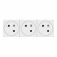 Triple prise de courant 2P+T Surface Mosaic Link racc latéral 6 mod - blanc