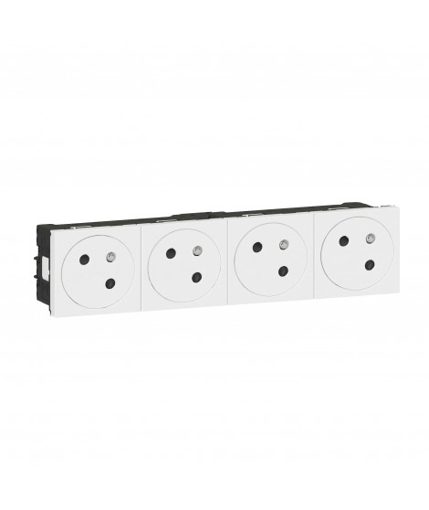 Prise 4x2P+T Surface Mosaic Link à raccordement latéral 8 modules - blanc
