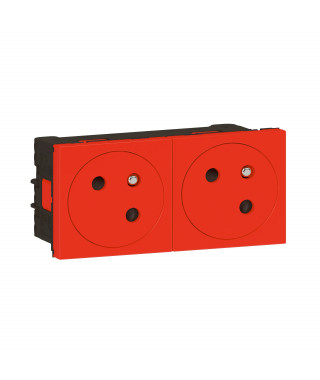Prise 2x2P+T Surface Mosaic Link à raccordement latéral 4 modules - rouge
