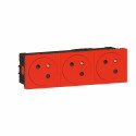 Prise 3x2P+T Surface Mosaic Link à raccordement latéral 6 modules - rouge