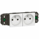Prise 2x2P+T Mosaic pour goulotte DLP monobloc - 4 modules - blanc