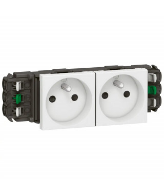 Prise 2x2P+T Mosaic pour goulotte DLP monobloc - 4 modules - blanc