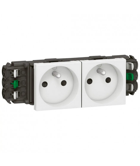 Prise 2x2P+T Mosaic pour goulotte DLP monobloc - 4 modules - blanc