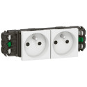 Prise 2x2P+T Mosaic pour goulotte DLP monobloc - 4 modules - blanc