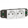 Prise 2x2P+T Mosaic pour goulotte DLP monobloc - 4 modules - blanc