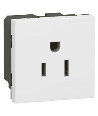 Prise de courant 2P+T 15A standard US Mosaic 2 modules - blanc