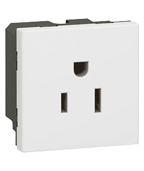 Prise de courant 2P+T 15A standard US Mosaic 2 modules - blanc