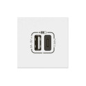 Prise USB Type-A + USB Type-C 3A 15W Mosaic Link 230V - 2 modules blanc