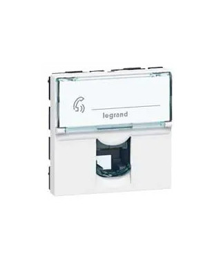 Prise RJ11 4 contacts Mosaic 2 modules - blanc