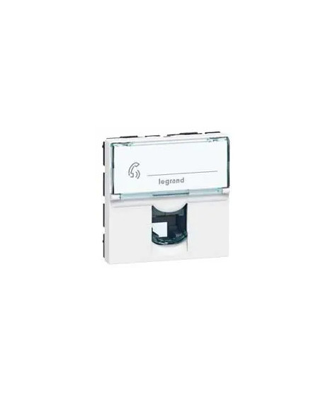 Prise RJ11 4 contacts Mosaic 2 modules - blanc