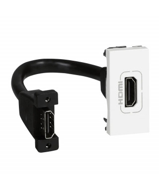 Prise HDMI Type-A version 2.0 préconnectorisée Mosaic 1 module - blanc
