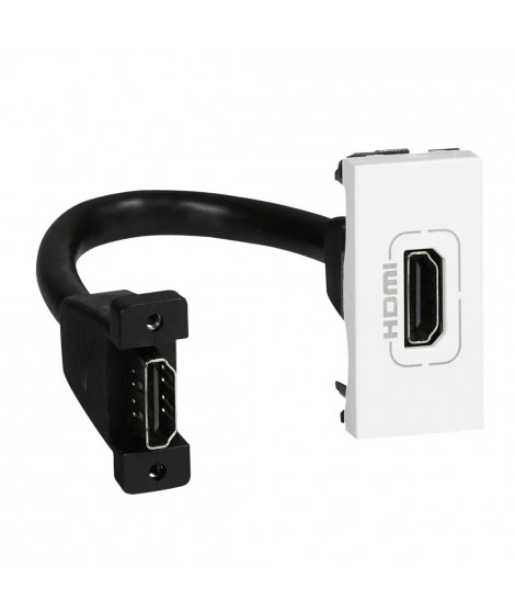 Prise HDMI Type-A version 2.0 préconnectorisée Mosaic 1 module - blanc