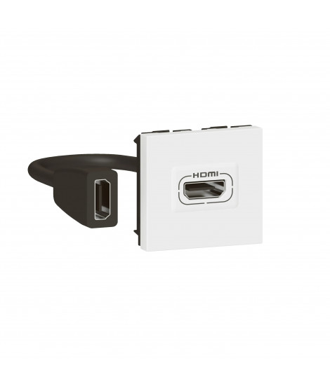 Prise HDMI Type-A version 2.0 préconnectorisée Mosaic 2 modules - blanc
