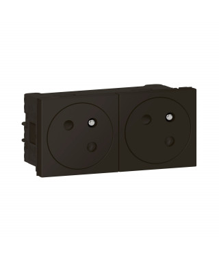 Double prise 2P+T Surface Mosaic Link raccordement latéral 4 modules -noir mat