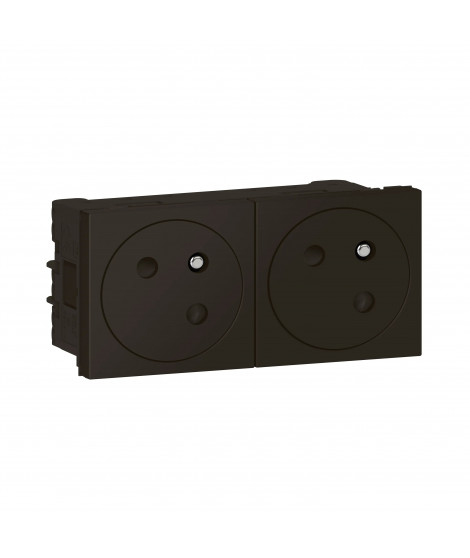 Double prise 2P+T Surface Mosaic Link raccordement latéral 4 modules -noir mat