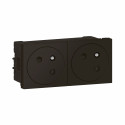 Double prise 2P+T Surface Mosaic Link raccordement latéral 4 modules -noir mat