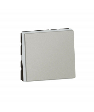 Poussoir ou poussoir inverseur Mosaic Easy-Led 6A 250V~ 2 modules - alu