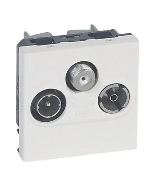 Prise TV-R-SAT Mosaic FM et DAB+ 2 modules - alu