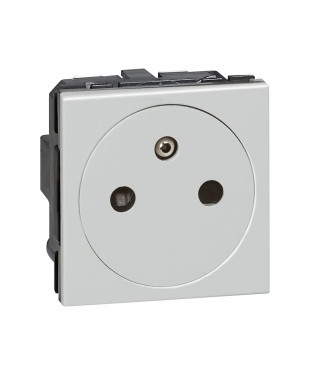 Prise 2P+T Surface Mosaic 2 modules avec connexion par bornes automatiques alu