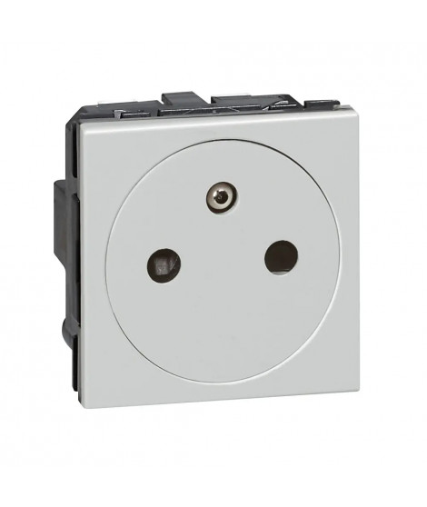 Prise 2P+T Surface Mosaic 2 modules avec connexion par bornes automatiques alu