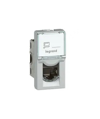 Prise RJ45 catégorie 6A STP à blindage métal Mosaic 1 module - alu