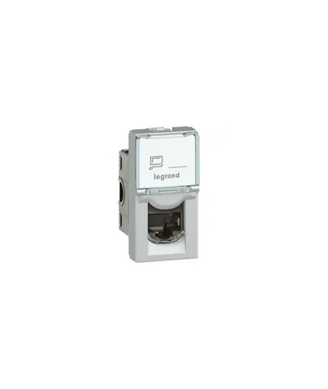 Prise RJ45 catégorie 6A STP à blindage métal Mosaic 1 module - alu