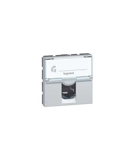 Prise RJ45 catégorie 6A STP à blindage métal Mosaic 2 modules - alu
