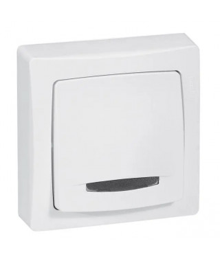Poussoir à voyant 6A Appareillage saillie complet - blanc