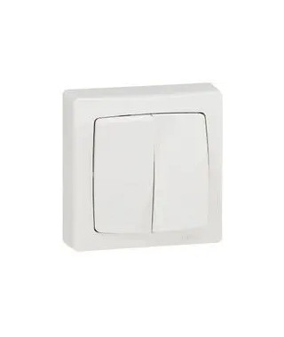 Va-et-vient et poussoir 6A Appareillage saillie complet - blanc