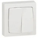 Va-et-vient et poussoir 6A Appareillage saillie complet - blanc