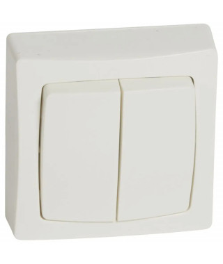 Double va-et-vient 10AX Appareillage saillie complet - blanc RAL9003