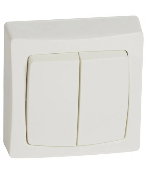 Double va-et-vient 10AX Appareillage saillie complet - blanc RAL9003