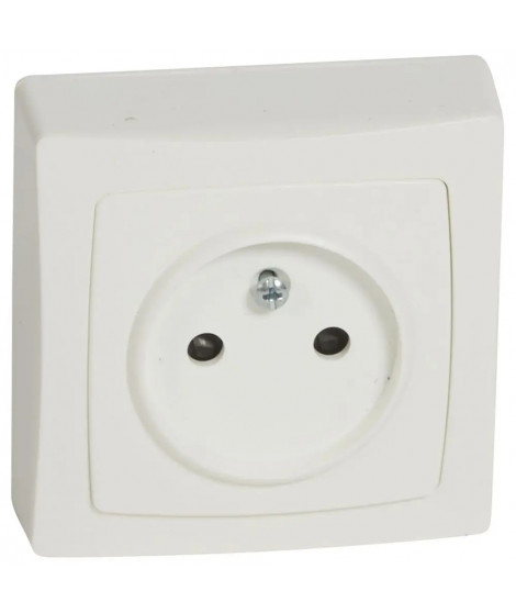 Prise 2P avec éclips de protection Appareillage saillie complet - blanc