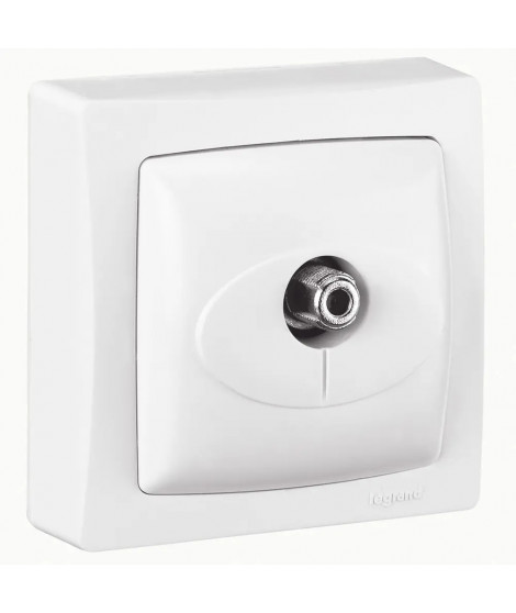 Prise télévision simple typeF à visser Appareillage saillie complet - blanc