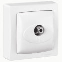 Prise télévision simple typeF à visser Appareillage saillie complet - blanc