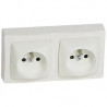 Prise de courant 2x2P+T bornes automatiques Appareillage saillie complet - blanc