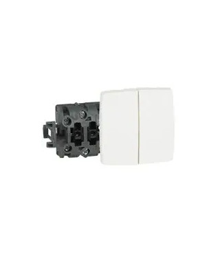Double poussoir 6A Appareillage saillie composable - blanc
