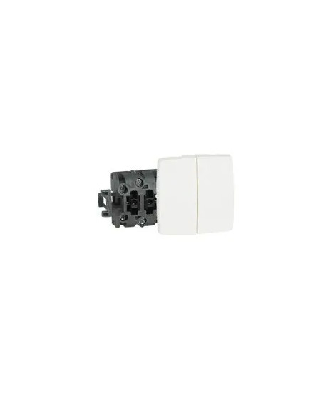 Double poussoir 6A Appareillage saillie composable - blanc