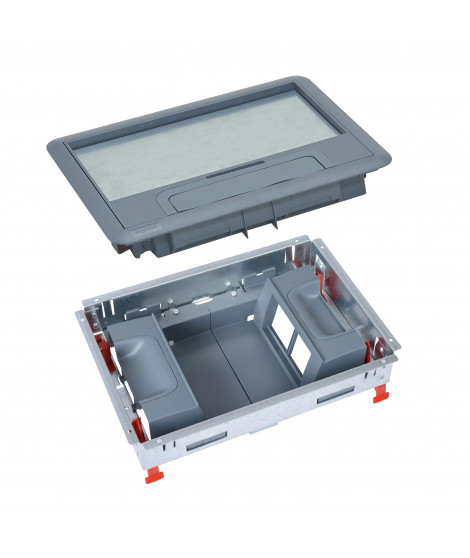 Kit boite de sol cadre + couvercle plastique + supports verticaux 8 modules