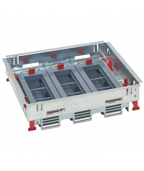 Kit support hauteur réglable boîte de sol std prises horiz 3 paniers 6 modules
