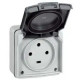 Prise étanche 3P+T 20A Plexo complet IP55 saillie - gris